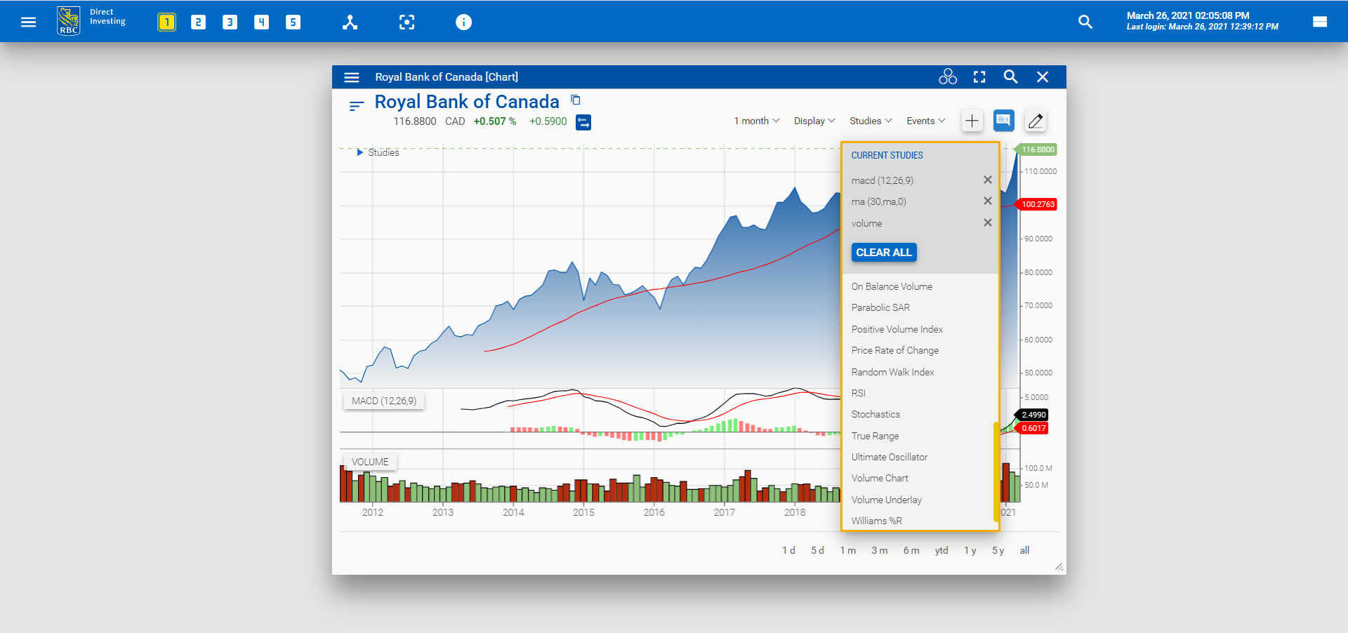 Studies dropdown highlighted 